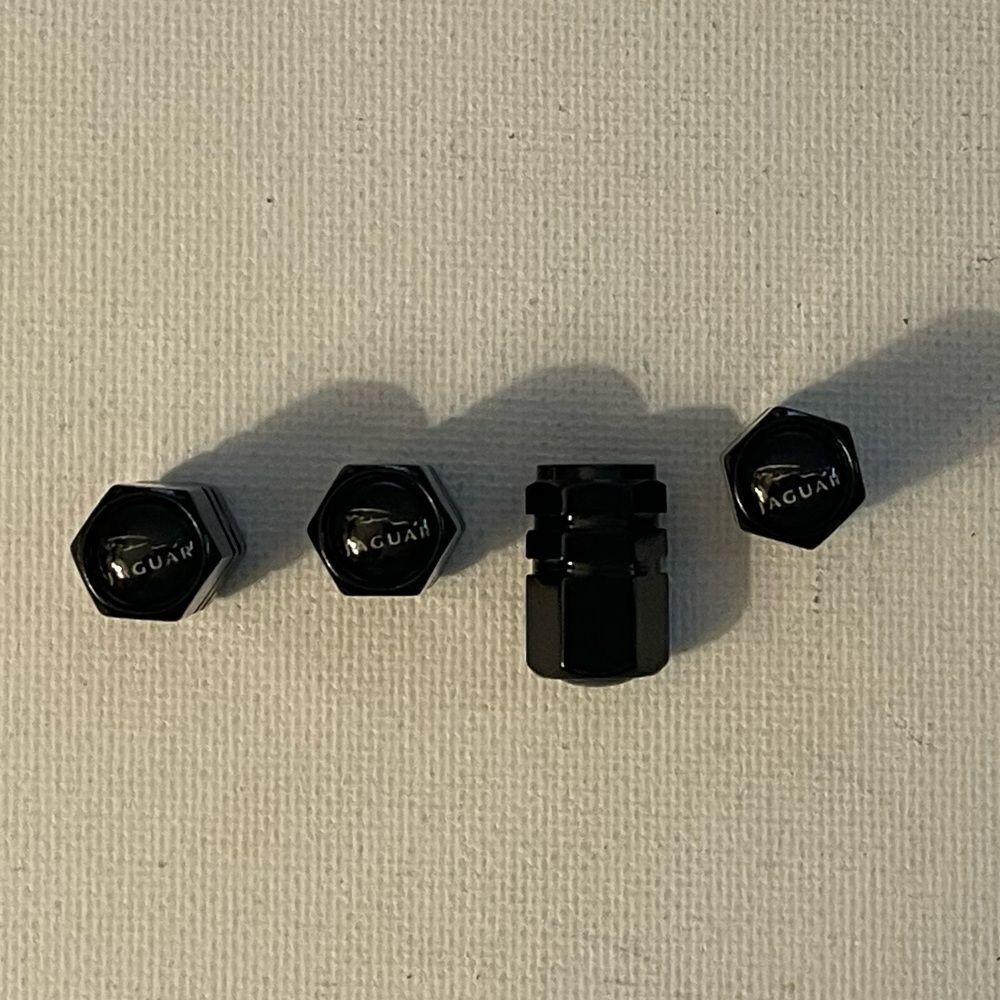 Jaguar Logo Valve Stem Caps in Black NWT